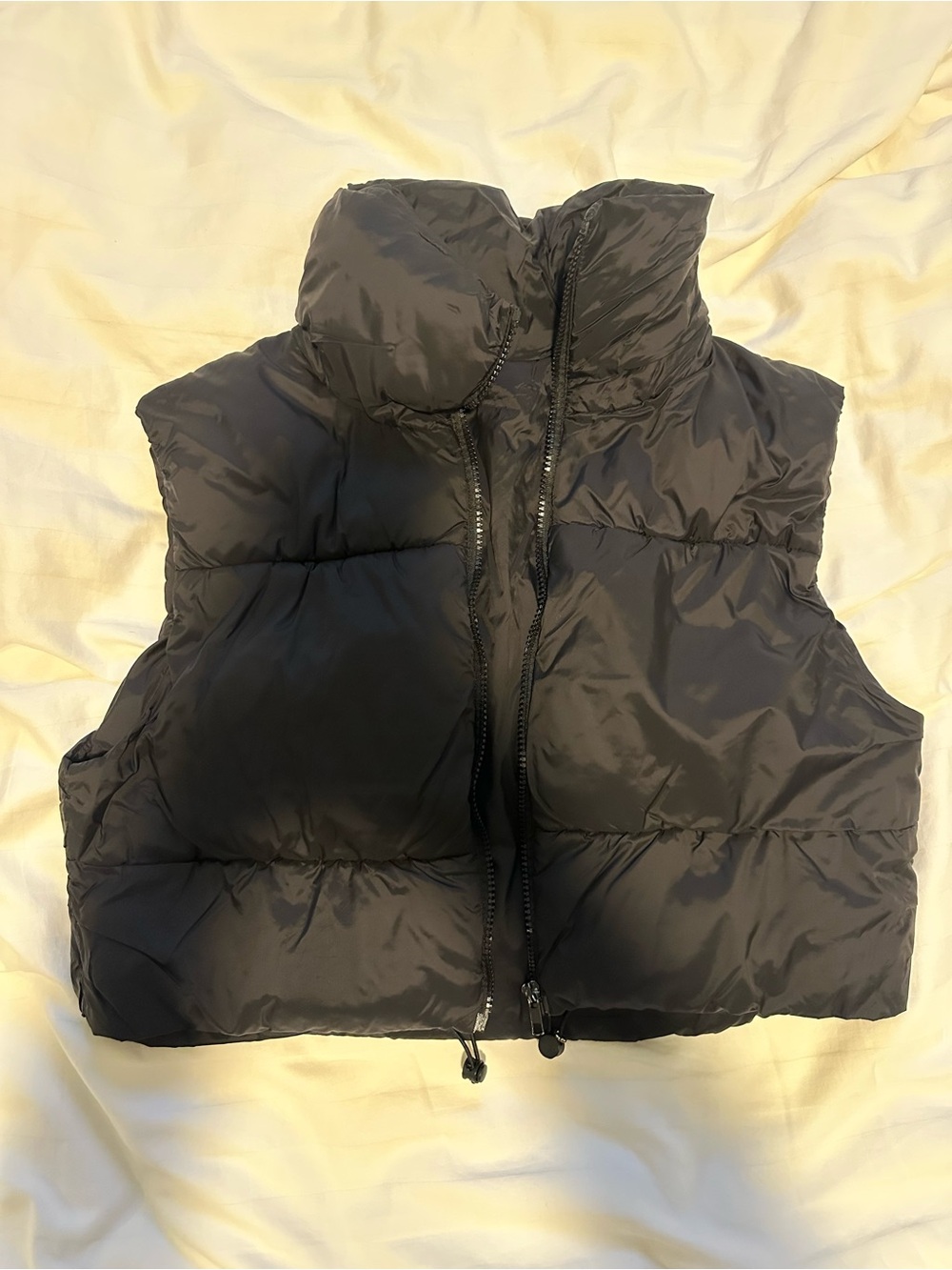 Black Cropped Puffer Vest